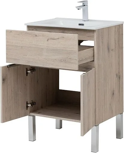 Тумба под умывальник напольная Aquanet Алвита New 60 дуб веллингтон 00277549