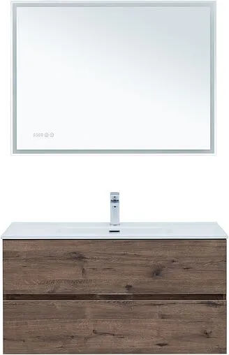 Тумба-умывальник подвесная Aquanet Алвита New 100 дуб веллингтон/табак 00334188+00254365