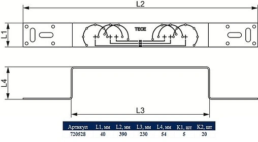 Монтажная пластина для двух настенных уголков TECEflex 720528