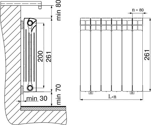 Радиатор биметаллический 10 секций Rifar Base 200 RB20010
