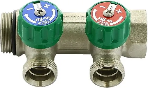 Коллектор регулирующий проходной 2 отвода 1&quot;в/н x ¾&quot;ек Uni-fitt 410N4320