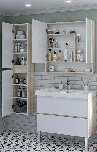 Тумба под умывальник подвесная Aquaton Сканди 90 белый/дуб верона 1A251901SDB20