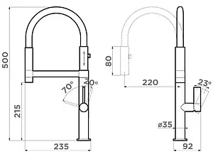 Смеситель для кухни с гибким изливом Omoikiri Osaka BN-WH нержавеющая сталь/белый 4994305, 2