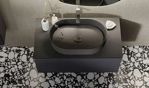 Тумба под умывальник подвесная Jorno Stone 100 антрацит Stn.01.100/P/A/JR