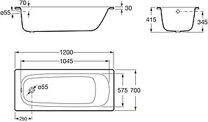 Ванна стальная Roca Contesa 120x70 белый 212D06001 Ванна стальная Roca Contesa 120x70 белый 212D06001, 2