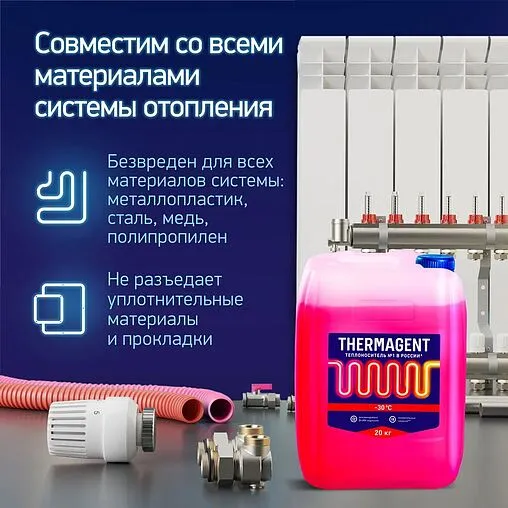 Теплоноситель (Антифриз) этиленгликоль Thermagent -30 20кг 910236
