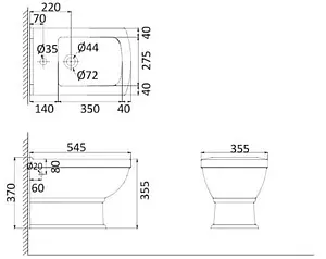 Биде напольное Creo Ceramique Orleans белый OR2000 Биде напольное Creo Ceramique Orleans белый OR2000, 2