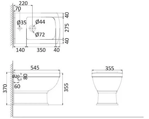 Биде напольное Creo Ceramique Orleans белый OR2000