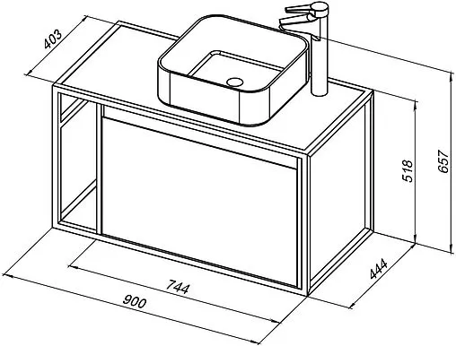 Тумба-умывальник подвесная Aquanet Nova Lite LOFT 90 R белый глянец 00261651+