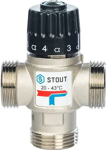 Трехходовой термостатический смесительный клапан 1&quot; +20...+43°С Kvs 2.5 Stout SVM-0020-254325