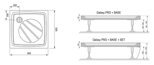 Поддон для душа Ravak Perseus Pro-90 XA037701010