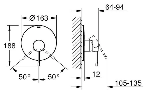 Смеситель для душа скрытого монтажа Grohe Essence New хром 19286001