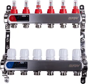 Группа коллекторная с расходомерами 6 отводов 1&quot;в/в x ¾&quot;ек FDV S1101A-1/6, 1