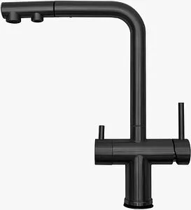 Смеситель для кухни с подключением к фильтру и выдвижным изливом Osgard Balans Plus чёрный матовый 36973, 1