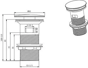 Выпуск автоматический для раковины с переливом Aquatek чёрный матовый AQ6001MB Выпуск автоматический для раковины с переливом Aquatek чёрный матовый AQ6001MB, 2