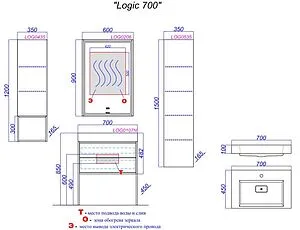 Тумба под умывальник подвесная Clarberg Logic T7н белый LOG0107N Тумба под умывальник подвесная Clarberg Logic T7н белый LOG0107N, 2
