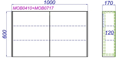 Шкаф-зеркало Aqwella Mobi 100 дуб балтийский MOB0410+MOB0717DB