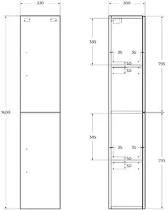 Шкаф-пенал подвесной BelBagno AURORA 30 Bianco Opaco AURORA-1600-2A-SC-BO-P-L, 2