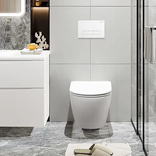 Комплект 5 в 1 BelBagno Uno BB3105CHR/SC/BB002-80/BB014-SR-BIANCO с кнопкой белый глянцевый