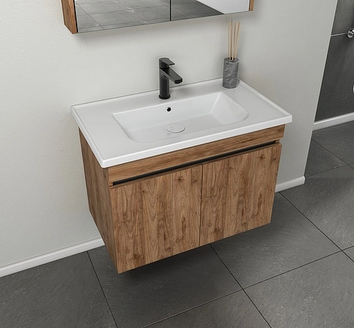 Тумба-умывальник подвесная ISVEA Trio 80 орех 24TRS162080I Тумба-умывальник подвесная ISVEA Trio 80 орех 24TRS162080I