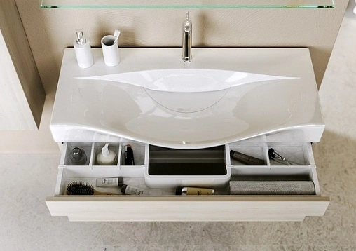 Тумба-умывальник подвесная Aqwella Bergamo 100 акация Ber.01.10/A+Ber.10.04.D