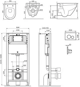 Комплект 6 в 1 Am.Pm Spirit 2.0 FlashClean IS49051.701700MB с кнопкой хром глянцевый, 2
