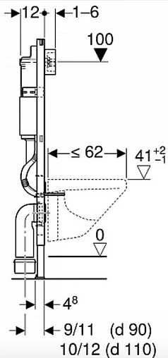 Инсталляция для подвесного унитаза Set 4 в 1 Geberit Duofix 458.128.21.1 с кнопкой Delta 51 хром глянцевый