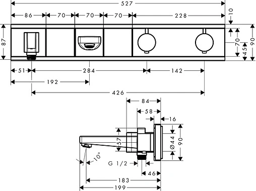 Термостат для 2 потребителей Hansgrohe RainSelect чёрный/хром 15359600