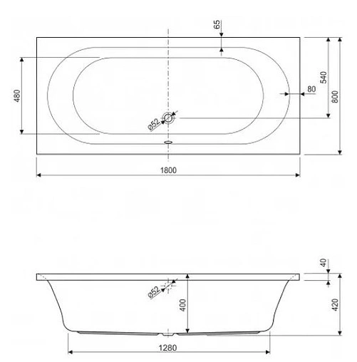 Ванна акриловая Cezares Metauro 180x80