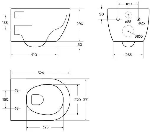 Унитаз подвесной безободковый с функцией биде Cezares Comfort белый CZR-191-TH/BS