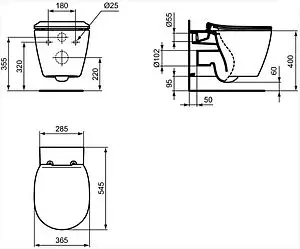 Комплект 5 в 1 Ideal Standard Connect AquaBlade P211601 с кнопкой R0116AA хром глянцевый Комплект 5 в 1 Ideal Standard Connect AquaBlade P211601 с кнопкой R0116AA хром глянцевый, 3