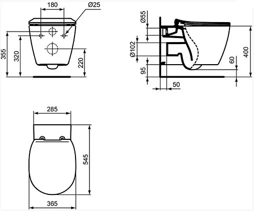 Комплект 5 в 1 Ideal Standard Connect AquaBlade P211601 с кнопкой R0116AA хром глянцевый