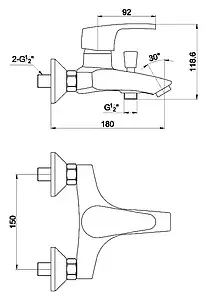 Смеситель для ванны Timo Beverly хром 0054Y Смеситель для ванны Timo Beverly хром 0054Y, 2