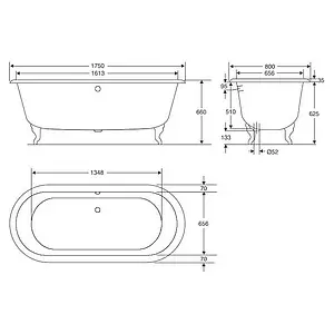 Ванна чугунная отдельностоящая Jacob Delafon Cleo 175x80 E2901-00 Ванна чугунная отдельностоящая Jacob Delafon Cleo 175x80 E2901-00, 2