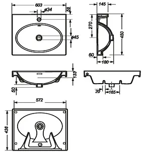Раковина Sanita Luxe Next 60 белый NXT60SLWB01KR Раковина Sanita Luxe Next 60 белый NXT60SLWB01KR, 2
