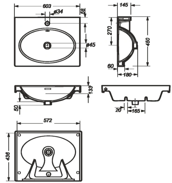 Раковина Sanita Luxe Next 60 белый NXT60SLWB01KR Раковина Sanita Luxe Next 60 белый NXT60SLWB01KR