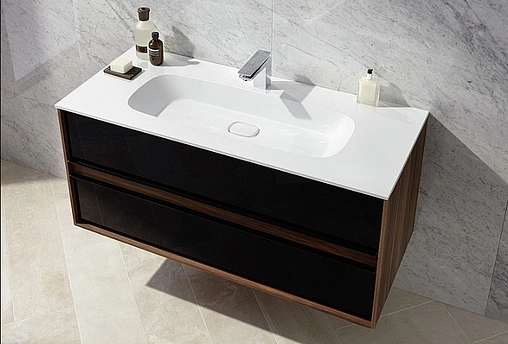 Тумба-умывальник подвесная VitrA Metropole 100 чёрный/сливовое дерево 58183