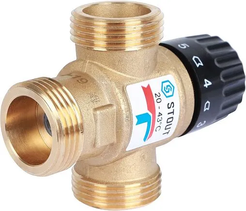 Трехходовой термостатический смесительный клапан 1&quot; +20...+43°С Kvs 1.6 Stout SVM-0120-164325
