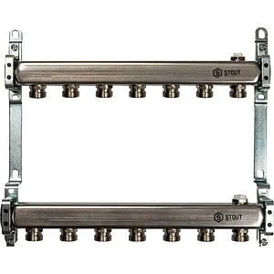 Группа коллекторная распределительная 7 отводов 1&quot;в/в x ¾&quot;ек Stout SMS 0923 000007, 1