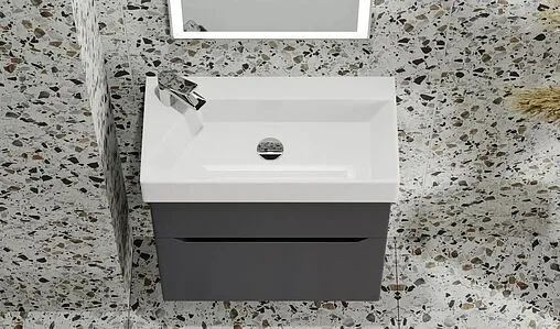 Тумба-умывальник подвесная Raval Brik 65 антрацит Brk.01.65/P/A/RL+17065-KL