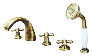 Смеситель на борт ванны на 5 отверстий Rav Slezak Morava retro бронза/белый MK169.5PSM, 1