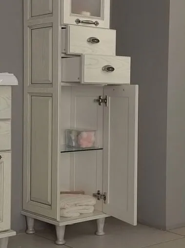 Шкаф-пенал напольный Aquaton Жерона 35 R белое серебро 1A158903GEM2R