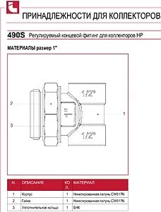 Тройник концевой для коллектора 1"н x ½"в x ½"в Itap Multi-Fit 4900100S Тройник концевой для коллектора 1"н x ½"в x ½"в Itap Multi-Fit 4900100S, 3