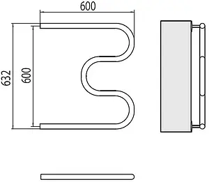 Полотенцесушитель водяной Terminus М-образный AISI 1&quot; БШ 600х600 полированная сталь 4620768880957, 2