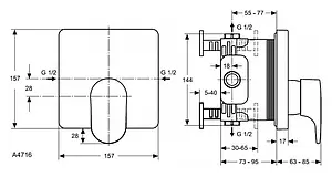 Смеситель для душа скрытого монтажа Ideal Standard Moments хром A4716AA Смеситель для душа скрытого монтажа Ideal Standard Moments хром A4716AA, 2