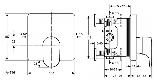 Смеситель для душа скрытого монтажа Ideal Standard Moments хром A4716AA