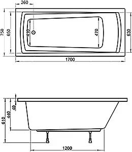 Ванна акриловая Ravak DOMINO PLUS 170x75 C631R00000, 4
