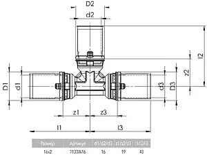 Тройник пресс соединительный 16мм Comap MultiSkin 7130W16, 2