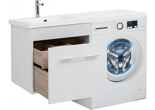 Тумба-умывальник подвесная над стиральной машиной Aquanet Августа 120 L дуб сонома 00210027+00239565