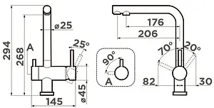 Смеситель для кухни с подключением к фильтру Omoikiri Nagano-BL чёрный/хром 4994047, 2